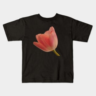 Pink Tulip - Pink Spring Floral on Black Kids T-Shirt